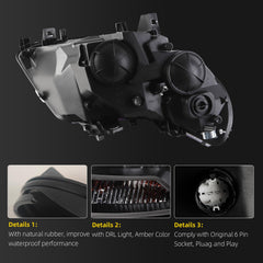 6Pin Left Headlight w/DRL Compatible with 14-22 Ram Promaster | For Ram Promaster 1500 2500 3500 Front Driver Side Headlamp CH2503291 CH2502291, Not Fit Promaster City
