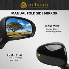 Passenger Side Mirror Compatible with2012-2017 Prius V Heated Power Glass Manual Fold Right Door Mirror #TO1321286 8791047280-PFM (5PINS)