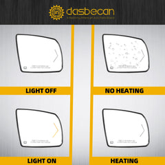 Passenger Right Side Mirror Glass Compatible with 2008-2017 Toyota Sequoia 2007-2020 Toyota Tundra with Arrow Turn Light Power Heated Mirror Glass Holder Replace# 87903-0C032 87906-0C030