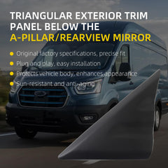 Left Side Exterior Fender Upper Molding Driver Side A Pillar Mirror Corner Molding Compatible with Ford Transit 150 250 350 HD 2015-2021 Replace# CK4Z-16003-CA CK4Z16003CA W716507-S300