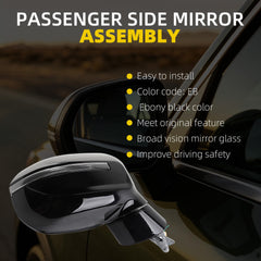 Passenger Side Mirror Compatible With 2020-2026 Kia Telluride Power Heated Glass Blind Spot Turn Signal Manual Folding Right Door Mirror Replace# 87620-S9220 KI1321240 Eboy Black(8Pins)