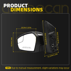 Left Driver Side Mirror Compatible with 2017-2019 Ford Escape with Power Glass, Manual Folding, Non Heated, Black Mirror Cap Replace# FO1320564 GJ5417683BB(3Pins)