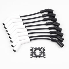 9070C Spark Plug Wire Extreme 9000 Ceramic Boot Compatible with GM LS3 LS4 LS7 Engines(Black White, 8pcs)