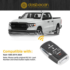 Key Fob Replacement Smart Keyless Entry Smart Remote Control Compatible with Ram 1500 2019-2024 5 Buttons Replace#68291691AD OHT-4882056