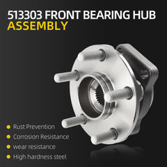 Front Wheel Hub Bearing Assembly Compatible with 2009-2014 Subaru, 2008-2014 Impreza, 2013-2014 WRX, 2013-2014 XV Crosstrek Replace #513303