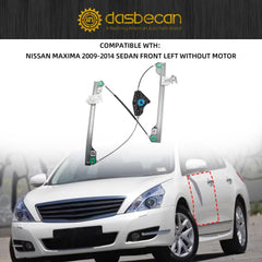 Power Window Regulator Without Motor Compatible with Nissan Maxima 2009-2014 Sedan Front Left Driver Side Replaces 752-458 80721-9DH0A 80721-9DH1A 80721-9N00A