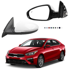 Left Driver Side Mirror DIY Paintable Compatible With 2019-2024 KIA Forte View Mirror With Power Glass/Heated/Turn Signal/Blind Spot/Manual Folding 87610M7090 KI1320225 (8Pins)