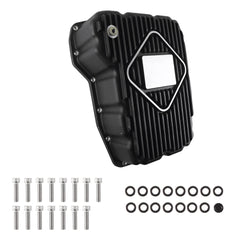 1061525 Cast Aluminum Deep Transmission Pan Compatible with Ram Also Fits Dodge Dakota Durango Jeep Grand Cherokee 2000-2024 ,Heavy-Duty Diesel Performance Transmission Pan (Black)