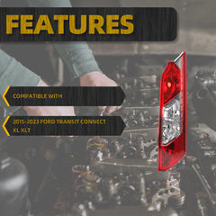 Right Side Tail Rear Light Lamp Compatible with 2015-2023 Ford Transit Connect XL XLT FO2801237C DT1Z13404B FO2801237 DT1Z13404F Rear Back Lights