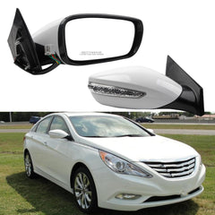 7pins Right Side Mirror Compatible With 2011-2014 Hyundai Sonata Passenger Side Door Mirror With Manual Folding, Heated, Power Glass, Turn Signal Replaces# HY1321168 87620-3Q110 White