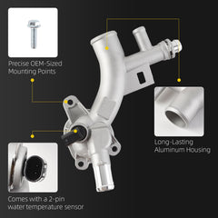 Dasbecan Aluminum Engine Coolant Housing Water Outlet Kit with Hoses