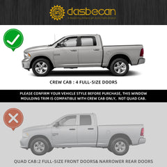 55112376AH Weatherstrip Exterior Window Moulding Trim Seal Belt Compatible with Dodge Ram 1500 2500 3500 4500 5500 Crew Cab 2009-2021 Replace# 55112377AH 55372138AH 55372139AH (4PCS)