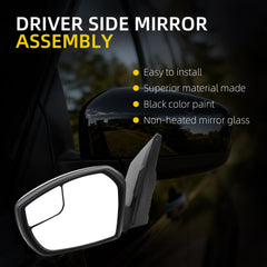 Left Driver Side Mirror Compatible with 2017-2019 Ford Escape with Power Glass, Manual Folding, Non Heated, Black Mirror Cap Replace# FO1320564 GJ5417683BB(3Pins)