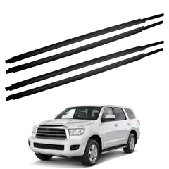4Pcs Window Moulding Trim Seal Belt Weatherstrip Compatible with Toyota Sequoia 2008-2020 Rubber Door Trim Kit Replace# 68163-0C031 68164-0C031 68160-0C020 68210-0C020