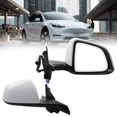 Side Rear View Mirror Compatible with 2020-2024 Tesla Model Y Anti-Glare Glass with Mirror Memory Power Heated Right Passenger Side Power Folding #1495588-00-G 149558800G (13pin White)
