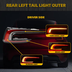 4Pin Driver Side Tail Light Compatible With 2024-2026 Tesla Model 3 LED Left Rear Lamp Replaces# 1691498-00-F 169149800F (Yellow Signal)