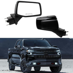 Passenger Side Mirror Compatible with 2019-2024 Chevy Silverado 1500 Right Mirror with Power Heated/Temperature Sensor/Manual Folding Black Replace#GM1321583 (7 Pins)