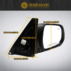 Right Passenger Side Mirror Compatible with 2010-2013 Toyota 4runner with Power Heated Glass, Manual Folding, Turn Signal, Puddle Light, Gloss Black Cover Replace# TO1321263(9Pins)