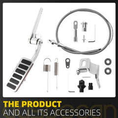 Universal Polished Aluminum Throttle Pedal with 6 Non-Slip Rubber Inserts