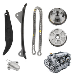 Timing Chain Kit with CVVT Camshaft Gear Sprockets Compatible with 2017-2021 Hyundai Elantra Kona Veloster 2017-2022 Kia Forte Forte5 2.0L Replace 24350-2E700 24321-2E010