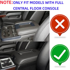 Armrest Center Console Cover Lid Kit (Full Central Floor) Compatible with 2014-2018 Chevy Silverado & GMC Sierra 1500 2500 3500 2015-2020 Tahoe Yukon Suburban Replaces 0227083AA 22861304