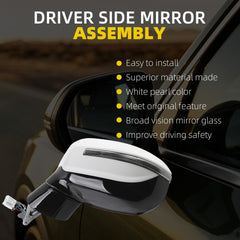Driver Side Mirror Compatible With 2020-2026 Kia Telluride Power Heated Glass Blind Spot Turn Signal Electric Folding Left Door Mirror Replace# 87610-S9020 KI1320241 White(10Pins)