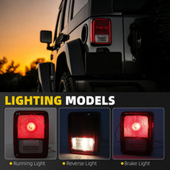 Rear Tail Light Assembly Compatible With 2007-2017 Jeep Wrangler JK Pair Taillamp With Halogen Bulbs Replaces# 55077891AH CH2800177 55077890AH CH2801177(Left and Right)
