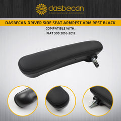 Front Driver Side Seat Armrest Compatible with Fiat 500 2016 2017 2018 2019 Black Left Adjustable Arm Rest Replace# 6BV31JXWAA
