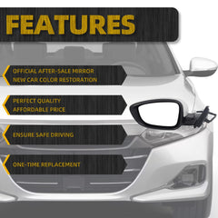 Left Driver Side Door Mirror Compatible with Honda Accord LX Sport 1.5T 2018-2022 Power | Non-Heated | Paint to Match Repalces# HO1320328 76258-TVA-A02, Rear View Mirror (3Pins-White)