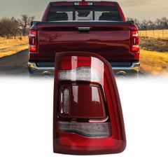 Right Passenger Side Tail Light Assembly Rear Lamp LED Compatible With Dodge Ram 1500 2019 2020 2021 2022 2023 without blind spot (Red Cover)