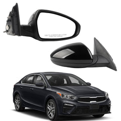 Right Passenger Side Mirror Compatible with 2019-2024 KIA Forte Black Rearview Mirror w/Power Glass/Manual Folding Replace# KI1321226 87620-M7000 (3Pins)