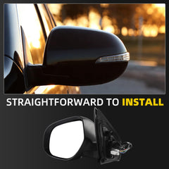 Left Driver Side Mirror Compatible with 2014-2019 Mitsubishi Outlander Sport with Power Heated Glass, Power Folding, Turn Signal Light, Black Cap Replace# 7632B774(9Pins)