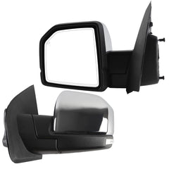 Driver Side Mirror Compatible with 15-20 Ford F150 Chrome 18pin | Electric folding, Memory, Blind Spot, Turn Signal Lamp, Clearnce Lamp, Puddle Lamp Left Door Replaces FL3Z17683NB, FO1320529