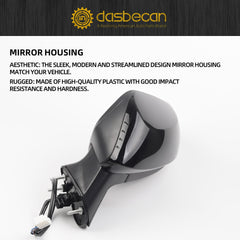 Driver Side Door Mirror Compatible with Toyota Corolla 2020-2025 Sedan Power adjustment Non-Heated Manual folding Paint to Match Left Side View Mirror Assembly Replace TO1320391 3 Pins Black