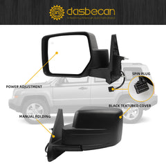 Left Driver Side Mirror Compatible with 2007-2015 Jeep Patriot with Power Heated Glass, Manual Folding, Black Textured Cover Replace# CH1320283 CH1320337 5155463AK 5115047AL(5 Pins)