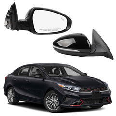 Passenger Side Mirror Compatible With 2019-2024 KIA Forte With Power Glass/Heated/Turn Signal/Blind Spot/Manual Folding Black Right Door Mirror 87620M7070 (8Pins)
