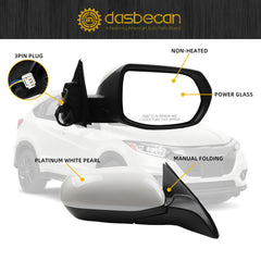 Dasbecan Side Mirror Compatible with 2017-2022 Honda HRV Mirror with Power Glass, Manual Folding, Non-Heated