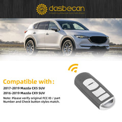 Smart Key Fob Replacement Compatible with Mazda 2017-2019 CX5 2016-2019 CX9 Car Remote Control Keyless Entry 315MHz 4 Buttons with Battery FCC ID: WAZSKE13D02 Replace: TKY2-67-5DY ID49 Chip