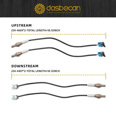 Oxygen O2 Sensor Upstream&Downstream Compatible with 2003-2006 Chevrolet Chevy Suburban Silverado 1500 2500 3500 HD V8 6.0L, GMC Yukon XL 1500 Cadillac Escalade Hummer H2#234-4669 234-4407