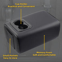Universal Rear Seat Armrest 2 Row Console Box with Cup Holder Arm Rest Backseat Armrest Console Box Second Row Rear Central Armrest Box (Black Single Pocket)