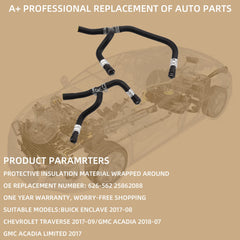 HVAC Engine Heater Hose Assembly Compatible with Buick Enclave 2008-2017 Chevrolet Traverse 2009-2017 GMC Acadia 2007-2017 Replaces# 20765678 626-562 25862088