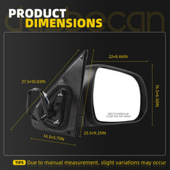 Passenger Side Mirror Compatible with 2012-2015 Toyota Tacoma 5pin Grey Right Mirror with Turn Signal Light/ Power Adjust Glass / Manual Folding Replace TO1321283/ 87910-04190