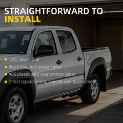 Driver Side Mirror Compatible with 2012-2015 Toyota Tacoma 3pins Black Left Mirror with Power Adjustable Glass/ Manual Folding Replace TO1320282/ 8794004200