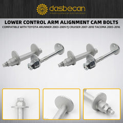 Lower Control Arm Cam Bolts Kit Compatible with Toyota 4Runner FJ Cruiser Tacoma 2003-2016, Front Alignment Camber Toe Adjustment Bolts 48409-60020 48190-60020, 2 Pack for Both Side