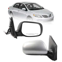 Right Passenger Side Mirror Compatible With 2009-2013 Toyota Corolla With Power Glass Heated Manual Folding Door Mirror Silver Replace#8790802B01(5Pins)
