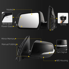 Side Rear View Mirror Compatible with 2020-2024 GMC Acadia SLT|AT4|DENALI Heated Turn Signal Memory Door Mirror Assembly Driver Left Replace GM1320655 84443079 84443079-PFM (15 Pin)