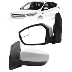 Left Driver Side Mirror Compatible with 2017-2019 Ford Escape with Power Glass, Manual Folding, Non Heated, White Mirror Cap Replace# FO1320564 GJ5417683BC(3Pins)
