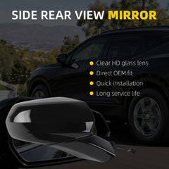 Rear View Mirror Assembly Compatible with Chevy Chevrolet Blazer 2019-2025 Manual Folding Heated Power Glass Replace 84698487 Right Passenger Side Black(5Pins)