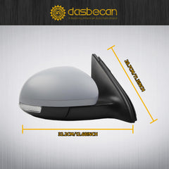 Right Side Door Mirror Compatible with 2009-2017 Volkswagen Tiguan Passenger Side Mirror with Electric Heated Glass Turn Signal Manual Folding VW1321131 5N1857508Q9B9 Unpainted Cover (6 Pins)