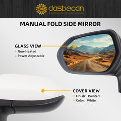 Driver Side Door Mirror-Compatible with Toyota Corolla 2020-2025 Sedan-Power adjustment Manual fold Non-Heated-Left Side View Mirror Assembly Replace TO1320391 3 Pins Painted White